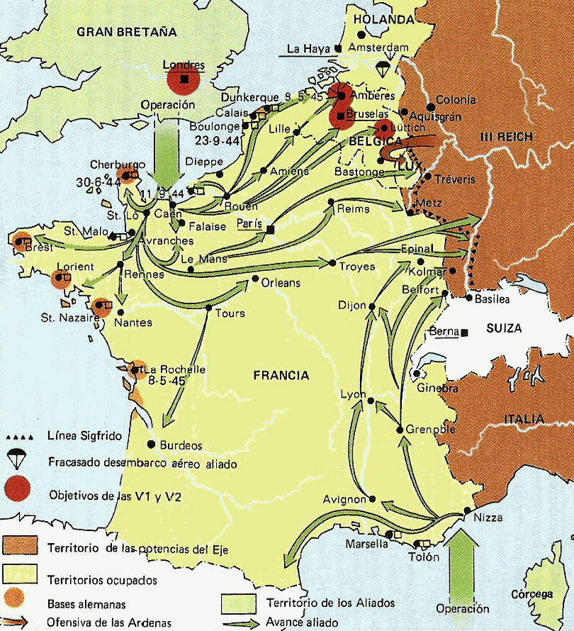 Военные операции франции. Операция в Нормандии 1944 карта. Нормандская операция 1944 карта. Высадка в Италии 1943. Освобождение Франции 1944 карта.